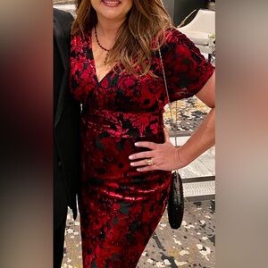 Laundry by Shelli Segal - Size 10 Red/Black Velvet Dress
